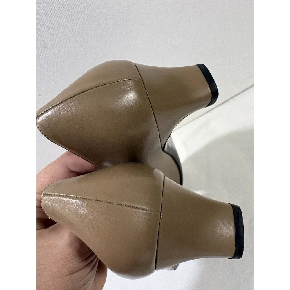 Vintage Salvatore Ferragamo Lizard Cap Toe Kitten Heels Taupe Beige Size 10 4A